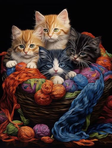 Diamond Painting Katze Diamant Painting Bilder Kinder, 30x40 cm, 5D Diamond Painting Erwachsene DIY Malen nach Zahlen Tier Diamond Painting Set, Diamant Kunst Basteln Mädchen, Home Wand Dekor Pd389 von Donpeer