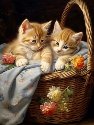 Diamond Painting Katze Diamond Painting Erwachsene, DIY Diamant Painting Bilder Tier Diamond Art Mit Diamond Painting Zubehör, Diamond Painting Malen Nach Zahlen Malerei Kits, Home Dekor 30x40cm Pd390 von Donpeer