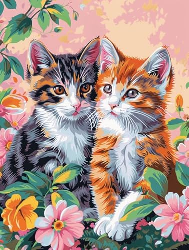 Diamond Painting Katze Paar Diamant Painting Bilder Kinder, 70x100 cm, 5D Diamond Painting Erwachsene DIY Malen nach Zahlen Tier Diamond Painting Set, Basteln Mädchen, Home Wand Dekor Geschenke Pd475 von Donpeer