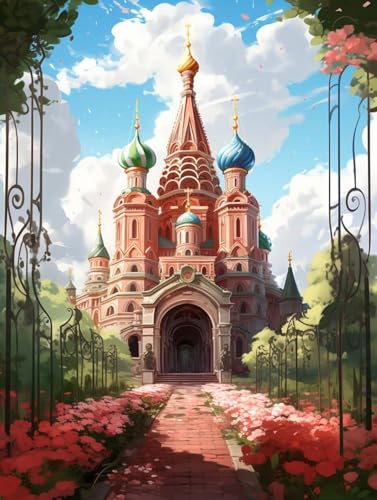 Diamond Painting Kirche Diamond Painting Erwachsene, DIY Diamant Painting Bilder Landschaft Diamond Art, Diamond Painting Kinder Malen Nach Zahlen Malerei Kits fur Home Wand Dekor 30 x 40 cm Pd260 von Donpeer