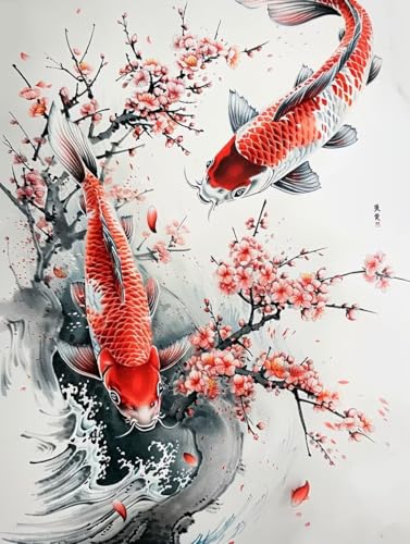 Diamond Painting Koi Diamond Painting Erwachsene, DIY Diamant Painting Bilder Blume Diamond Art Mit Diamond Painting Zubehör, Diamond Painting Malen Nach Zahlen Malerei Kits, Home Dekor 40x50 cm Pd276 von Donpeer