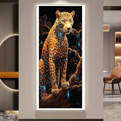 Diamond Painting Leopard Tier Diamond Painting Groß xxl (50x100 cm), Diamant Painting Bilder DIY Malen Nach Zahlen Erwachsene, Full Drill Diamond Painting Kinder Malerei Kits fur Home Wand Décor y493 von Donpeer