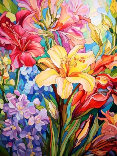 Diamond Painting Lilien Diamond Painting Erwachsene, DIY Diamant Painting Bilder Landschaft Diamond Art Mit Diamond Painting Zubehör, Malen Nach Zahlen Malerei Kits fur Home Wand Dekor 50x70 cm Pd20 von Donpeer