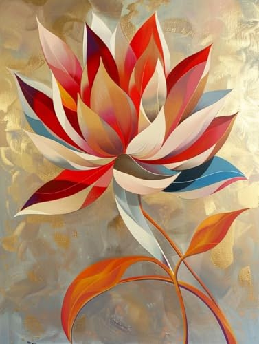 Diamond Painting Lotus Diamant Painting Bilder Kinder, 50x70cm, 5D Diamond Painting Erwachsene DIY Malen nach Zahlen Abstrakt Diamond Painting Set, Diamant Kunst Basteln Mädchen, Home Wand Dekor Pd345 von Donpeer