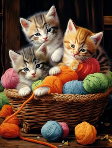 Diamond Painting Niedlich Diamant Painting Bilder Kinder, 40x50cm, 5D Diamond Painting Erwachsene DIY Malen nach Zahlen Katze Diamond Painting Set, Diamant Kunst Basteln Mädchen, Home Wand Dekor Pd301 von Donpeer