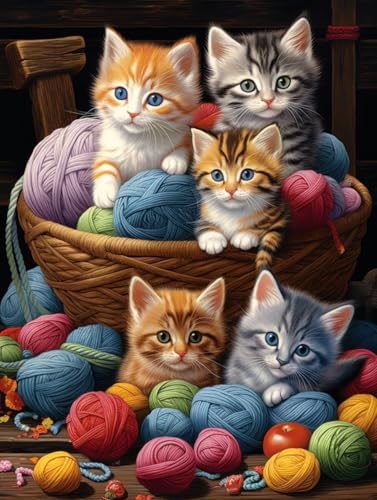 Diamond Painting Niedlich Diamond Painting Erwachsene, DIY Diamant Painting Bilder Katze Diamond Art Mit Diamond Painting Zubehör, Malen Nach Zahlen Malerei Kits fur Home Wand Dekor 30x40 cm Pd302 von Donpeer