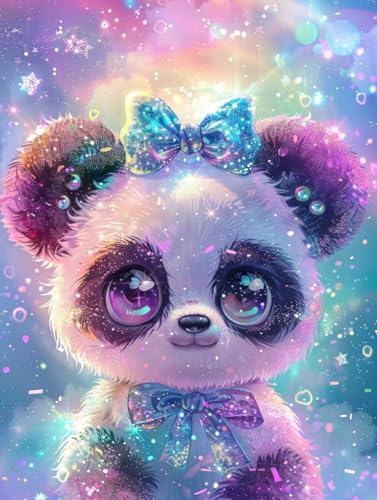 Diamond Painting Panda Diamant Painting Bilder Kinder, 30x40 cm, 5D Diamond Painting Erwachsene DIY Malen nach Zahlen Tier Diamond Painting Set, Diamant Kunst Basteln Mädchen, Home Wand Dekor Pd597 von Donpeer