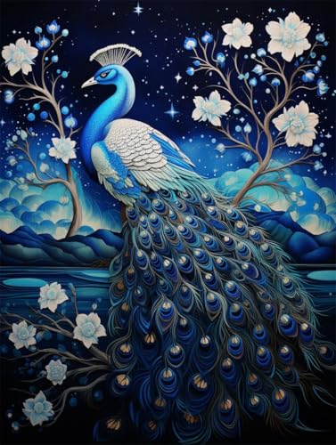 Diamond Painting Pfau Diamant Painting Bilder Kinder, 30x40 cm, 5D Diamond Painting Erwachsene DIY Malen nach Zahlen Tier Diamond Painting Set, Diamant Kunst Basteln Mädchen, Home Wand Dekor Pd319 von Donpeer