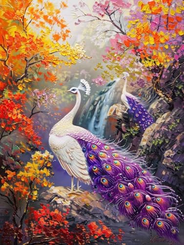 Diamond Painting Pfau Diamant Painting Bilder Kinder, 45x55 cm, 5D Diamond Painting Erwachsene DIY Malen nach Zahlen Wald Diamond Painting Set, Diamant Kunst Basteln Mädchen, Home Wand Dekor Pd329 von Donpeer