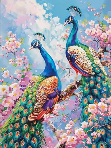 Diamond Painting Pfau Diamond Painting Erwachsene, 5D DIY Diamant Painting Bilder Blume Diamond Art Mit Diamond Painting Zubehör, Malen Nach Zahlen Malerei Kits fur Home Wand Dekor 70 x 100 cm Pd322 von Donpeer