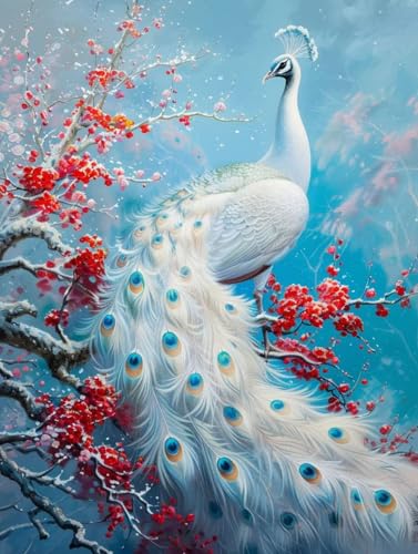 Diamond Painting Pfau Diamond Painting Erwachsene, 5D DIY Diamant Painting Bilder Blume Diamond Art Mit Diamond Painting Zubehör, Malen Nach Zahlen Malerei Kits fur Home Wand Dekor 70 x 100 cm Pd324 von Donpeer