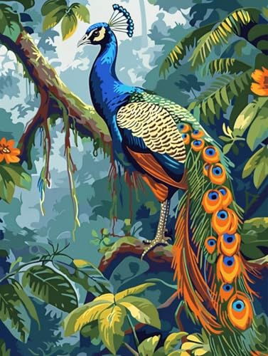 Diamond Painting Pfau Diamond Painting Erwachsene, DIY Diamant Painting Bilder Tier Diamond Art Mit Diamond Painting Zubehör, Diamond Painting Malen Nach Zahlen Malerei Kits, Home Dekor 30x40 cm Pd320 von Donpeer