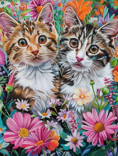 Diamond Painting Tier Diamant Painting Bilder Kinder, 50x70 cm, 5D Diamond Painting Erwachsene DIY Malen nach Zahlen Katze Diamond Painting Set, Diamant Kunst Basteln Mädchen, Home Wand Dekor Pd97 von Donpeer