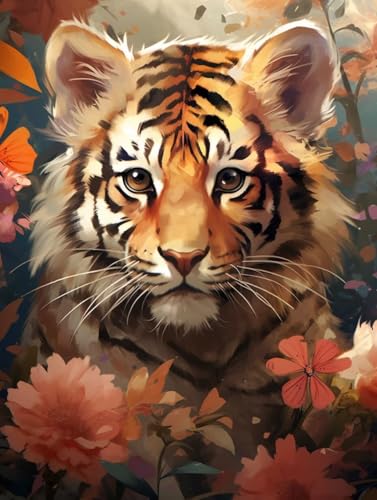 Diamond Painting Tiger Diamant Painting Bilder Kinder, 30x40 cm, 5D Diamond Painting Erwachsene DIY Malen nach Zahlen Tier Diamond Painting Set, Diamant Kunst Basteln Mädchen, Home Wand Dekor Pd339 von Donpeer