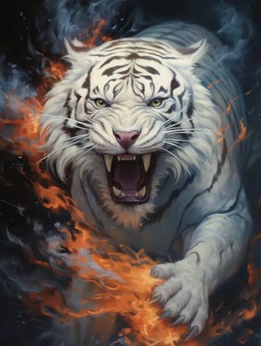 Diamond Painting Tiger Diamond Painting Erwachsene, 5D DIY Diamant Painting Bilder Tier Diamond Art Mit Diamond Painting Zubehör, Malen Nach Zahlen Malerei Kits fur Home Wand Dekor 70 x 100 cm Pd338 von Donpeer