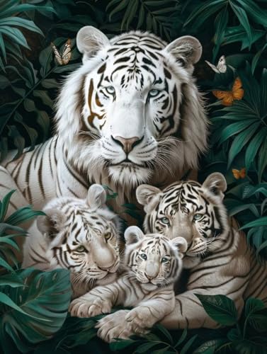 Diamond Painting Tiger Diamond Painting Erwachsene, DIY Diamant Painting Bilder Tier Diamond Art Mit Diamond Painting Zubehör, Diamond Painting Malen Nach Zahlen Malerei Kits, Home Dekor 30x40cm Pd336 von Donpeer