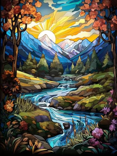 Diamond Painting Wald Diamond Painting Erwachsene, DIY Diamant Painting Bilder Landschaft Diamond Art Mit Diamond Painting Zubehör, Malen Nach Zahlen Malerei Kits fur Home Wand Dekor 40x50 cm Pd526 von Donpeer