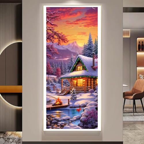 Diamond Painting Winterlandschaft Diamond Painting Groß xxl (90x185 cm), Diamant Painting Bilder DIY Malen Nach Zahlen Erwachsene, Full Drill Diamond Painting Kinder Malerei Kits fur Wand Décor f312 von Donpeer