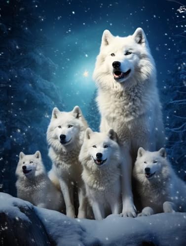 Diamond Painting Wolf Diamant Painting Bilder Kinder, 30x40 cm, 5D Diamond Painting Erwachsene DIY Malen nach Zahlen Tier Diamond Painting Set, Diamant Kunst Basteln Mädchen, Home Wand Dekor Pd335 von Donpeer