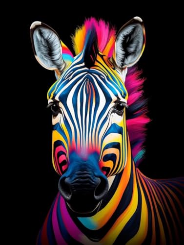 Diamond Painting Zebra Diamond Painting Erwachsene, DIY Diamant Painting Bilder Tier Diamond Art Mit Diamond Painting Zubehör, Diamond Painting Malen Nach Zahlen Malerei Kits, Home Dekor 50x60 cm Pd22 von Donpeer