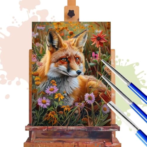 Donpeer Malen Nach Zahlen Erwachsene, Fuchs Paint by Numbers Adult Anfänger Bastelset, Leinwand 30x40 cm, DIY Geschenk Kreativ Set Handgemalt Ölgemälde mit Pinsel und Acrylfarbe, Home Decor Tier R201 von Donpeer