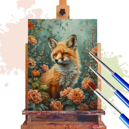 Donpeer Malen Nach Zahlen Erwachsene, Fuchs Paint by Numbers Adult Anfänger Bastelset, Leinwand 30x40 cm, DIY Geschenk Kreativ Set Handgemalt Ölgemälde mit Pinsel und Acrylfarbe, Home Decor Tier R195 von Donpeer