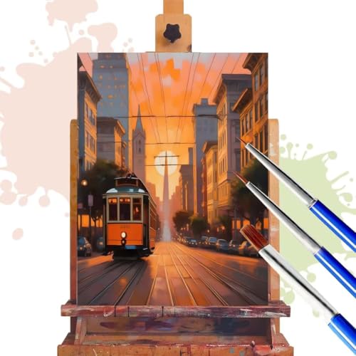 Donpeer Malen Nach Zahlen Erwachsene, London Paint by Numbers Adult Anfänger Bastelset, Leinwand 30x40 cm, DIY Geschenk Handgemalt Ölgemälde Kit mit Pinsel und Acrylfarbe, Home Decor Landschaft R399 von Donpeer