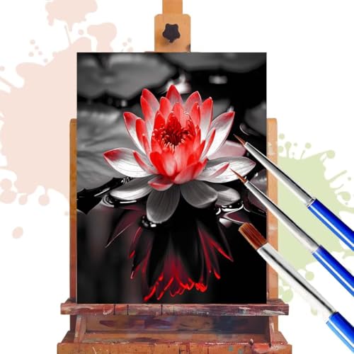 Donpeer Malen Nach Zahlen Erwachsene, Lotus Paint by Numbers Adult Anfänger Bastelset, Leinwand 40x50 cm, DIY Geschenk Kreativ Set Ölgemälde mit Pinsel und Acrylfarbe, Home Decor Geheimnisvoll R393 von Donpeer