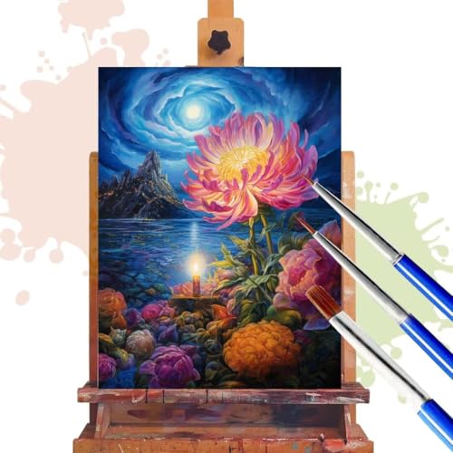 Malen Nach Zahlen Erwachsene Blume Malen Nach Zahlen ab 7 8 9 10 Jahre Mädchen, 100x120cm, DIY Paint By Numbers Adult Kreativ Set Mit Pinseln und Acrylfarbe Knitterfreie Leinwand Kit, Meerblick R238 von Donpeer