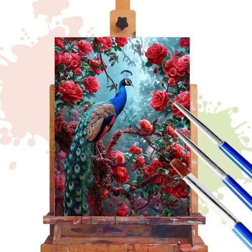 Malen Nach Zahlen Erwachsene Blume Malen Nach Zahlen ab 7 8 9 10 Jahre Mädchen, 100x120cm, Paint By Numbers Adult Kreativ Mit Pinseln und Acrylfarbe Leinwand Kit, DIY Geschenk für Frauen Pfau R244 von Donpeer