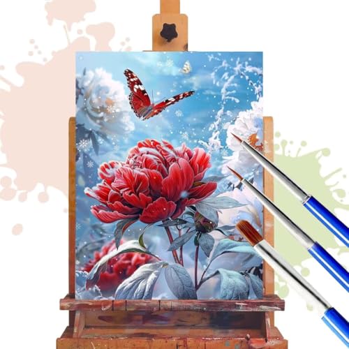 Malen Nach Zahlen Erwachsene Blume Malen Nach Zahlen ab 7 8 9 10 Jahre Mädchen, 100x120cm, Paint By Numbers Adult Kreativ Set Mit Pinseln und Acrylfarbe Knitterfreie Leinwand Kit, Schmetterling R241 von Donpeer