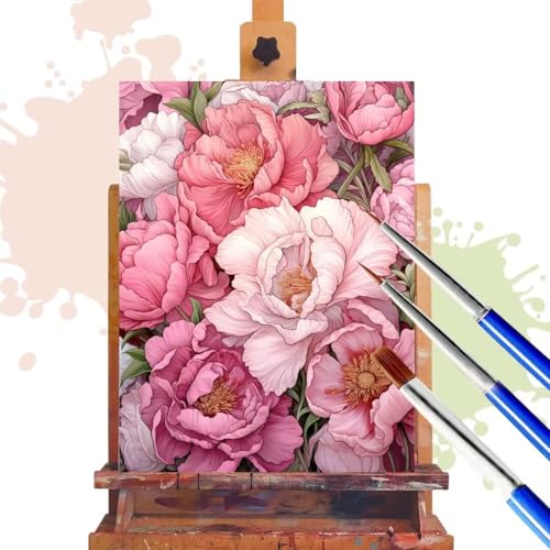 Malen Nach Zahlen Erwachsene Blume Malen Nach Zahlen ab 7 8 9 10 Jahre Mädchen, 30x40 cm, Paint By Numbers Adult Kreativ Set Mit Pinseln und Acrylfarbe Leinwand Kit, DIY Geschenk für Frauen Rosa R226 von Donpeer