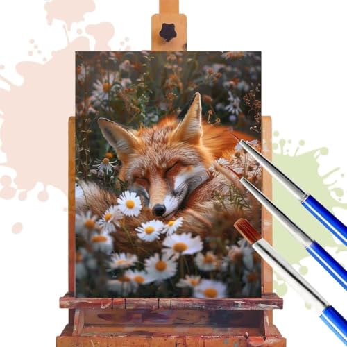 Malen Nach Zahlen Erwachsene Fuchs Malen Nach Zahlen ab 7 8 9 10 Jahre Mädchen, 100x120cm, Paint By Numbers Adult Kreativ Mit Pinseln und Acrylfarbe Leinwand Kit, DIY Geschenk für Frauen Blume R202 von Donpeer