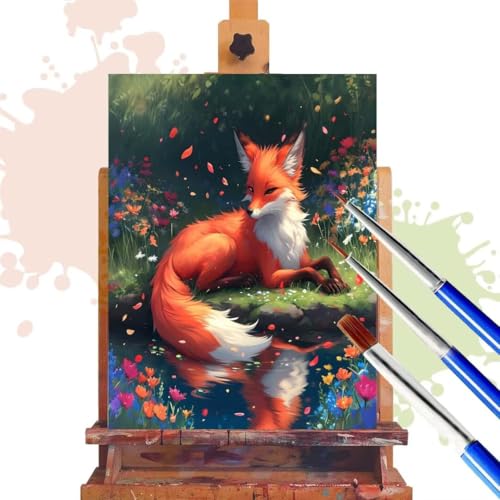 Malen Nach Zahlen Erwachsene Fuchs Malen Nach Zahlen ab 7 8 9 10 Jahre Mädchen, 30x40 cm, Paint By Numbers Adult Kreativ Set Mit Pinseln und Acrylfarbe Leinwand Kit, DIY Geschenk für Frauen Tier R199 von Donpeer