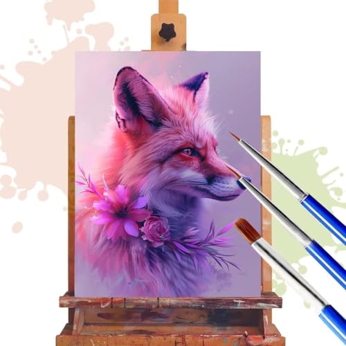 Malen Nach Zahlen Erwachsene Fuchs Malen Nach Zahlen ab 7 8 9 10 Jahre Mädchen, 30x40 cm, Paint By Numbers Adult Kreativ Set Mit Pinseln und Acrylfarbe Leinwand Kit, DIY Geschenk für Frauen Tier R196 von Donpeer