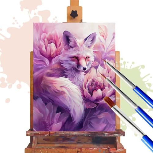 Malen Nach Zahlen Erwachsene Fuchs Malen Nach Zahlen ab 7 8 9 10 Jahre Mädchen, 30x40 cm, Paint By Numbers Adult Kreativ Set Mit Pinseln und Acrylfarbe Leinwand Kit, DIY Geschenk für Frauen Tier R193 von Donpeer