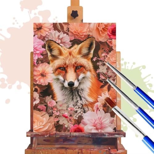 Malen Nach Zahlen Erwachsene Fuchs Malen Nach Zahlen ab 7 8 9 10 Jahre Mädchen, DIY Ölgemälde Bastelset Kit mit Pinsel und Acrylpigment, Geschenke für Frauen Tier Home Deko 30x40 cm (Ohne Rahmen) R197 von Donpeer