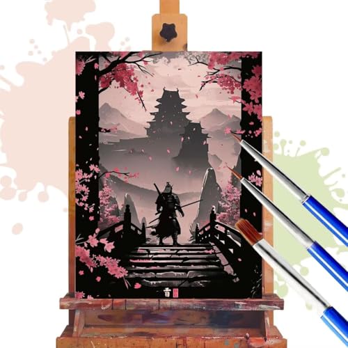 Malen Nach Zahlen Erwachsene Japan Malen Nach Zahlen ab 7 8 9 10 Jahre Mädchen, 45x60 cm, DIY Paint By Numbers Adult Kreativ Set Mit Pinseln und Acrylfarbe Knitterfreie Leinwand Kit, Landschaft R574 von Donpeer