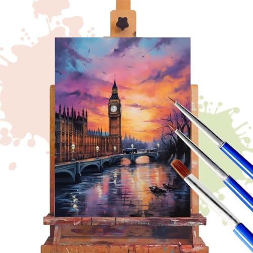 Malen Nach Zahlen Erwachsene London Malen Nach Zahlen ab 7 8 9 10 Jahre Mädchen, 100x120cm, DIY Paint By Numbers Adult Kreativ Set Mit Pinseln und Acrylfarbe Knitterfreie Leinwand Kit, Landschaft R397 von Donpeer