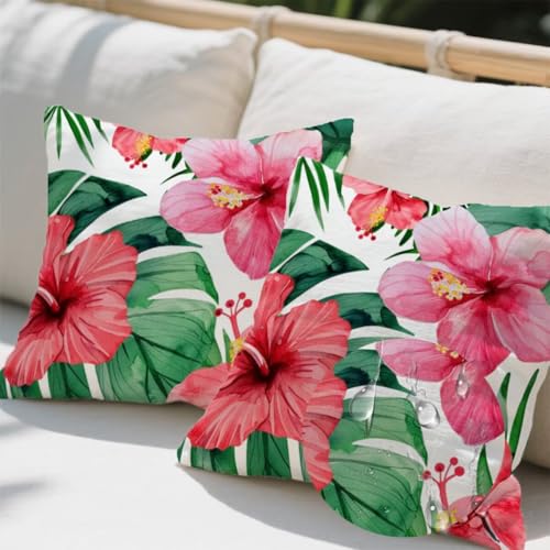 Outdoor Kissen 35x35 cm 2er Set Kissenbezug Tropische Blumen Kissen Deko Kissenbezüge Atmungsaktiv Wetterfest, Quadrat Sofakissen Samtstoff Kissenhülle Anlage Outdoorkissen für Garten Balkon Deko e496 Outdoor Kissen 35x35 cm 2er Set Kissenbezug Tropische Blumen Kissen Deko Kissenbezüge Atmungsaktiv Wetterfest, Quadrat Sofakissen Samtstoff Kissenhülle Anlage Outdoorkissen für Garten Balkon Deko e496 von Donpeer