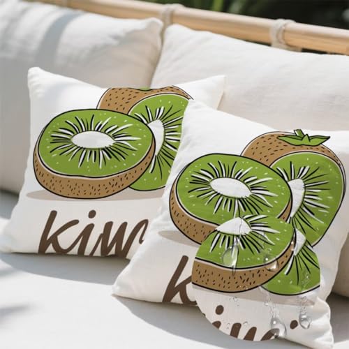 Outdoor Kissen 40x40 cm 2er Set Kissenbezug Kiwi Kissen Deko Kissenbezüge Atmungsaktiv Wetterfest, Quadrat Sofakissen Samtstoff Kissenhülle Sommer Outdoorkissen für Garten Balkon Deko Geschenke e436 Outdoor Kissen 40x40 cm 2er Set Kissenbezug Kiwi Kissen Deko Kissenbezüge Atmungsaktiv Wetterfest, Quadrat Sofakissen Samtstoff Kissenhülle Sommer Outdoorkissen für Garten Balkon Deko Geschenke e436 von Donpeer
