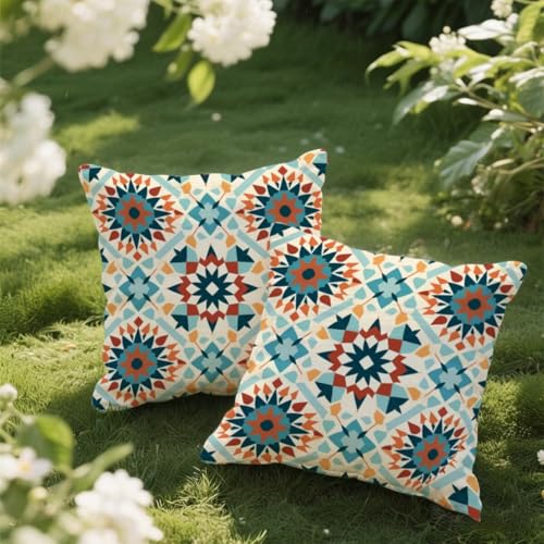 Outdoor Kissen 45x45 cm 2er Set Kissenbezug Mandala Kissen Deko Kissenbezüge Atmungsaktiv Wetterfest, Quadrat Sofakissen Samtstoff Kissenhülle Ethnischer Stil Outdoorkissen für Garten Balkon Deko e424 Outdoor Kissen 45x45 cm 2er Set Kissenbezug Mandala Kissen Deko Kissenbezüge Atmungsaktiv Wetterfest, Quadrat Sofakissen Samtstoff Kissenhülle Ethnischer Stil Outdoorkissen für Garten Balkon Deko e424 von Donpeer