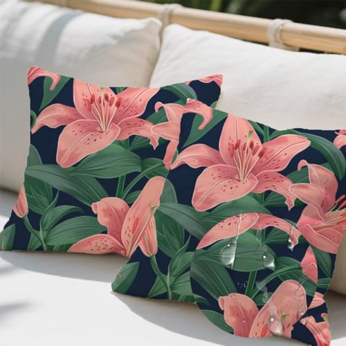 Outdoor Kissen 80x80 cm 2er Set Kissenbezug Sommer Kissen Deko Kissenbezüge Atmungsaktiv Wetterfest, Sofakissen Samtstoff Kissenhülle Rosa Blumen Outdoorkissen für Garten Balkon Deko Geschenke e606 Outdoor Kissen 80x80 cm 2er Set Kissenbezug Sommer Kissen Deko Kissenbezüge Atmungsaktiv Wetterfest, Sofakissen Samtstoff Kissenhülle Rosa Blumen Outdoorkissen für Garten Balkon Deko Geschenke e606 von Donpeer
