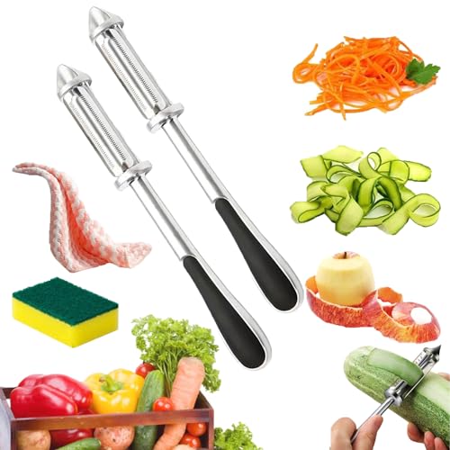 Donubiiu Drei-in-Eins-Schäler, All In One Vegetable Peeler, Universal-sparschäler, 3-in-1 Multifunktions-Gemüseschäler aus Edelstahl, Gezähnt Obst Schäler, Universalschäler für Obst und Gemüse (2P) von Donubiiu