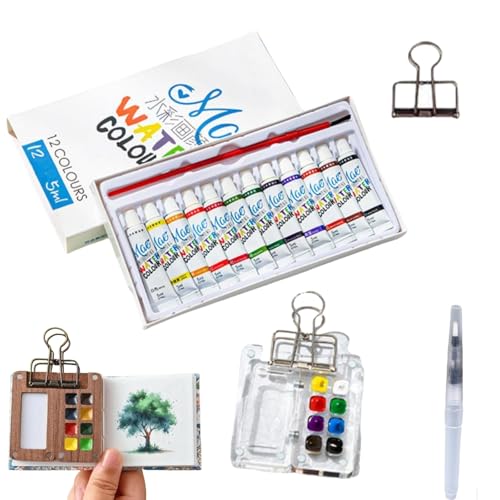 Donubiiu Pocketartist Watercolor Travel Set, Veralea Watercolor Travel Set, Pocketartist Travel Set, Mini Watercolor Paint Set Wood, Pocket Artist Watercolor Travel Set (Acrylic C) von Donubiiu