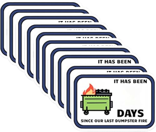 Dumpster Fire Day Count Sticker,Funny Dumpster Fire Stickers,Pvc Dumpster Fire Morale Patch, Essential Safety Labels,Prevent Fire Risks In Your Home or Office (blau,10PCS) von Donubiiu