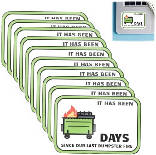 Dumpster Fire Day Count Sticker,Funny Dumpster Fire Stickers,Pvc Dumpster Fire Morale Patch, Essential Safety Labels,Prevent Fire Risks In Your Home or Office (grün,10PCS) von Donubiiu