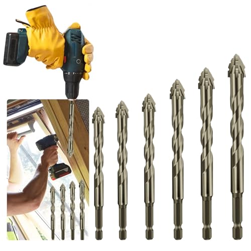 New Four-Flute Sawtooth Eccentric Drill Bit, Cozy Hoome Drill Bits, Efficient Drill and Tap Set, High-Speed Titanium-Coated Tool for Precise Tile, Cast Iron, and Concrete Drilling (4+5+6+8+10+12mm) von Donubiiu