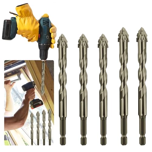 New Four-Flute Sawtooth Eccentric Drill Bit, Cozy Hoome Drill Bits, Efficient Drill and Tap Set, High-Speed Titanium-Coated Tool for Precise Tile, Cast Iron, and Concrete Drilling (6+6+6+8+8mm) von Donubiiu