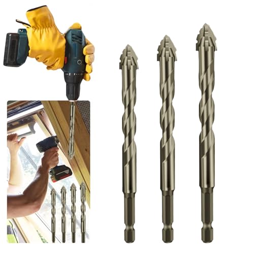 New Four-Flute Sawtooth Eccentric Drill Bit, Cozy Hoome Drill Bits, Efficient Drill and Tap Set, High-Speed Titanium-Coated Tool for Precise Tile, Cast Iron, and Concrete Drilling (6+8+10+12mm) von Donubiiu